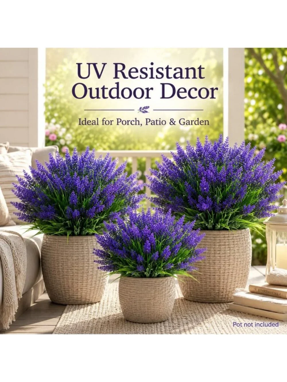 36 Bundles UV Resistant Faux Lavender Flowers - Perfect for Garden, Pots & Decor